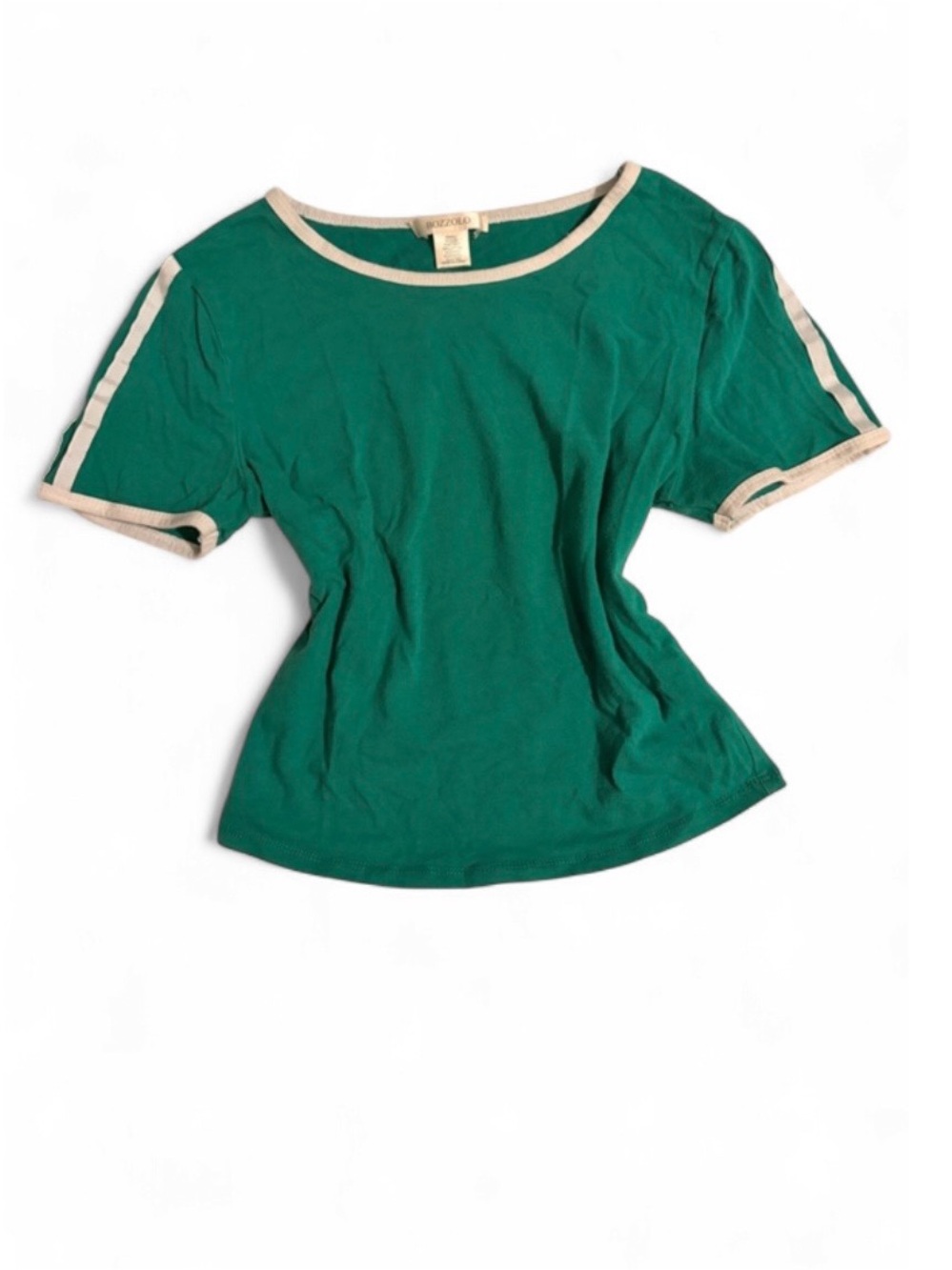 Bozzolo Green Ringer Crop Tee White Trim + FREE Squishy Cube